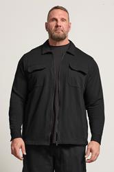 STUDIO A Big & Tall Navy Blue Zip Through Shacket | BadRhino 1