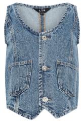 LTS Tall Womens Blue Denim Waistcoat | Long Tall Sally 6