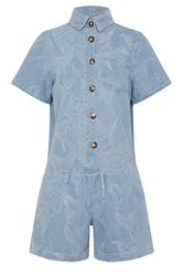 LTS PREMIUM Tall Women's Set Light Blue Cotton Jacquard Denim Shirt & Shorts | Long Tall Sally 8