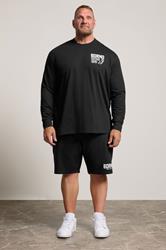 BDRNO Big & Tall Black Printed Long Sleeve T-Shirt | BadRhino 1