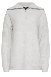 LTS Tall Women's Grey Marl Zip Funnel Neck Jumper | Long Tall Sally