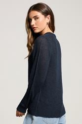 LTS Tall Navy Blue Knitted Button Cardigan | Long Tall Sally 3