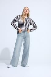 LTS Tall Women's Light Blue Wash Tie Waist Cotton Wide Leg Jeans | Long Tall Sally 3