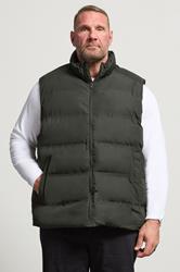 JACK & JONES Big & Tall Rosin Green Collared Puffer Bodywarmer | BadRhino 1