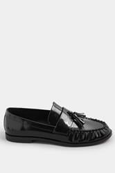 LTS Black Patent Tassel Flat Loafers | Long Tall Sally 2