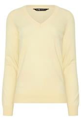 LTS Tall Butter Yellow Knit V-Neck Jumper