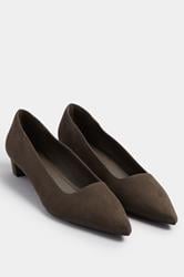 LTS Chocolate Brown Pointed Block Court Heel | Long Tall Sally 1