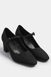 LTS Black Faux Suede Mary Jane Block Heel In Standard Fit | Long Tall Sally 1