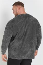 IronRhino Big & Tall Grey Long Sleeve Acid Wash T-Shirt | BadRhino 3