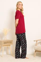 LTS Tall Red 'Time To Shine' Slogan Wide Leg Pyjama Set | Long Tall Sally 3