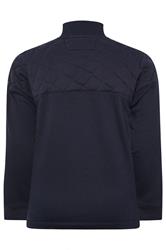 D555 Big & Tall Navy Blue Quilted Quarter Zip Sweatshirt | BadRhino 2