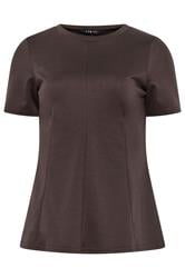 LTS Tall Chocolate Brown Seam Front Peplum Top