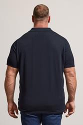 BadRhino Big & Tall Navy Blue Knitted Short Sleeve Polo Shirt | BadRhino 3