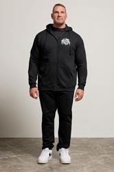 BadRhino Big & Tall Black Skull Military Zip Through Hoodie | BadRhino 2