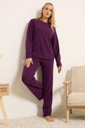 LTS Tall Women's Burgundy Red Wide Leg Fleece Trousers | Long Tall Sally 2