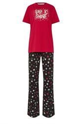 LTS Tall Red 'Time To Shine' Slogan Wide Leg Pyjama Set | Long Tall Sally 5