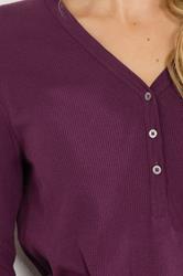 LTS Tall Burgundy Red Cotton Waffle Pyjama Top | Long Tall Sally 4