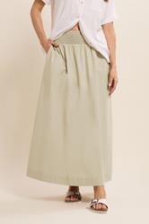 LTS Tall Natural Brown Cotton Shirred Waist Maxi Skirt | Long Tall Sally 4