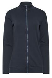 LTS Tall Women's Navy Blue Ribbed Zip Through Top | Long Tall Sally 1