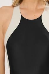 LTS Tall Women's Black & White Colourblock Sporty Swimsuit | Long Tall Sally 4