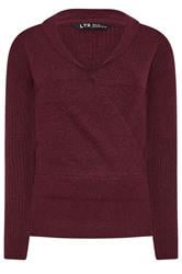 LTS Tall Burgundy Red Knitted Wrap Jumper | Long Tall Sally 5