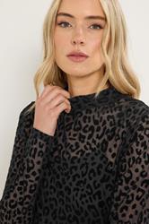LTS Tall Black Burnout Animal High Neck Top | Long Tall Sally 5