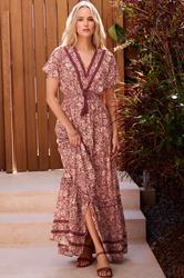 LTS Tall Women's Red & Pink Floral Textured Maxi Dress | Long Tall Sally 1