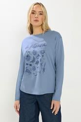 LTS Tall Blue 'La Patisserie' Slogan Long Sleeve T-Shirt | Long Tall Sally 2