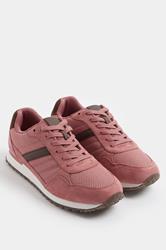 Pink Colourblock Trainers In Extra Wide EEE Fit