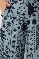 LTS Tall Women's Set Blue Coastal Print Top & Wide Leg Trousers | Long Tall Sally 4