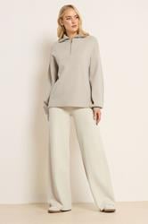 LTS PREMIUM Tall Beige Brown Half Zip Knitted Jumper | Long Tall Sally 2