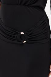 LTS Tall Black Buckle Drape Maxi Skirt | Long Tall Sally 4