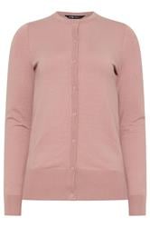 LTS Tall Pink Crew Neck Button Cardigan