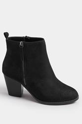 Black Faux Suede Block Heel Ankle Boots In Wide E Fit & Extra Wide EEE Fit | Yours Clothing 3