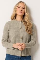 LTS Tall Natural Brown Button Knitted Cardigan | Long Tall Sally 3