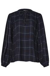 LTS Tall Navy Blue Checked Blouse | Long Tall Sally 5