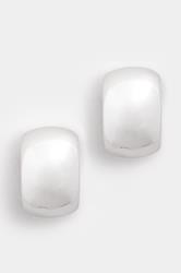 Silver Tone Polished Curve Stud Earrings | Yours Clothing 1