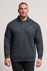 D555 Big & Tall Navy Blue Embroidered Long Sleeve Polo Shirt | BadRhino 1