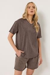 LTS Tall Woman's Chocolate Brown Acid Wash Oversized T-Shirt | Long Tall Sally 1