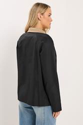 LTS Tall Women's Black Contrast Collar Barn Jacket | Long Tall Sally 4