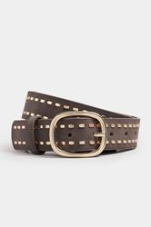 Brown Faux Suede Stitch Detail Belt | Yours Clothing 1