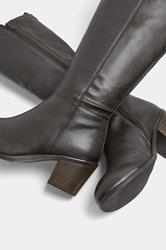 Dark Brown Real Leather Knee High Boots In Wide E Fit | Yours Clothing 5