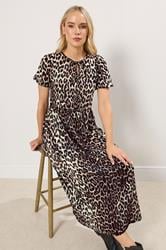 LTS Tall Beige Brown Tie Front Smock Dress | Long Tall Sally 2