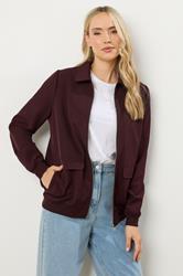 LTS Tall Burgundy Red Pocket Bomber Jacket | Long Tall Sally 2