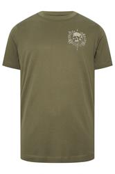 BadRhino Big & Tall Olive Green Skull Emblem Graphic T-Shirt
