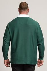 BadRhino Big & Tall Green Long Sleeve Embroidered Rugby Polo Shirt | BadRhino 3