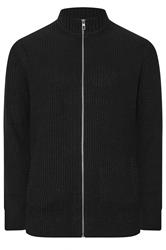 BadRhino Big & Tall Black Ribbed Zip Through Knitted Jumper | BadRhino 6