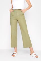 Ros Khaki Green Twill Cropped Women's Trousers