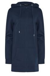 LTS Tall Women's Navy Blue Cotton Longline Zip Hoodie | Long Tall Sally 5