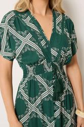 LTS Tall Women's Green Scarf Print Button Maxi Dress | Long Tall Sally 4